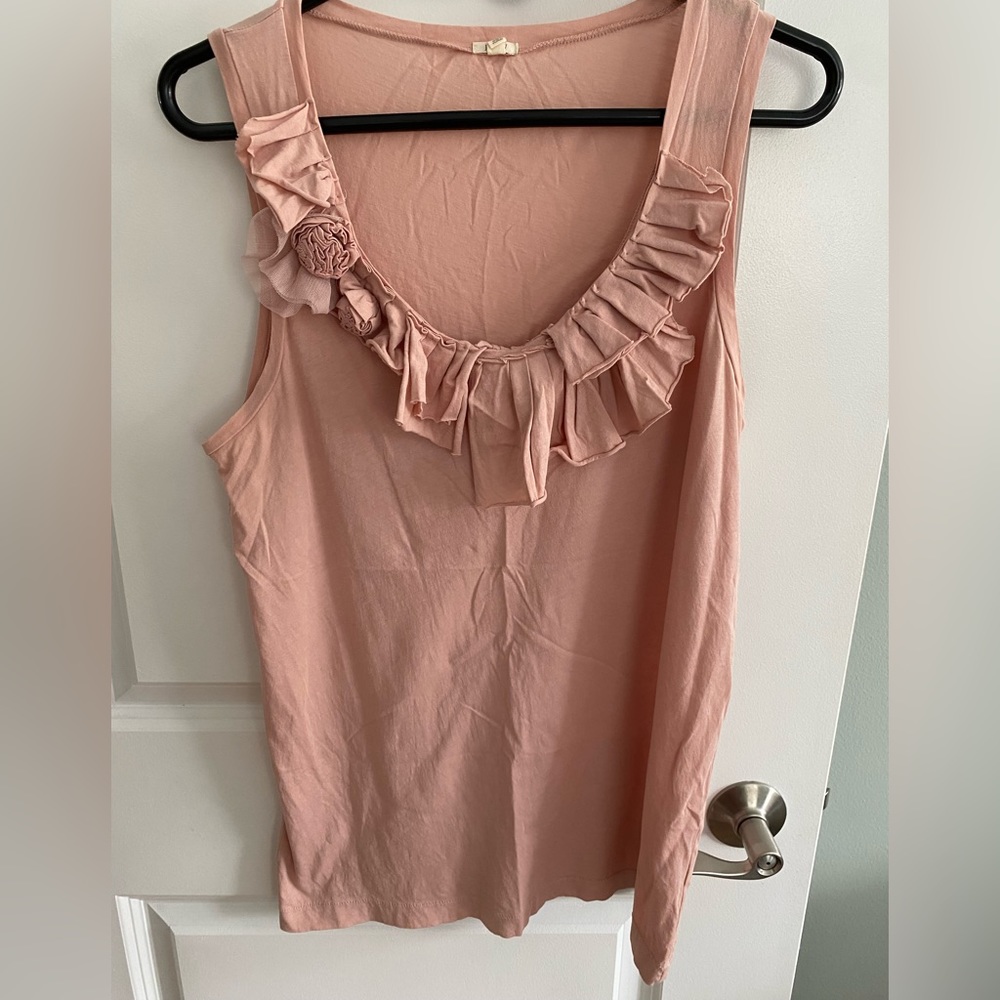 Jcrew ruffle neck tank